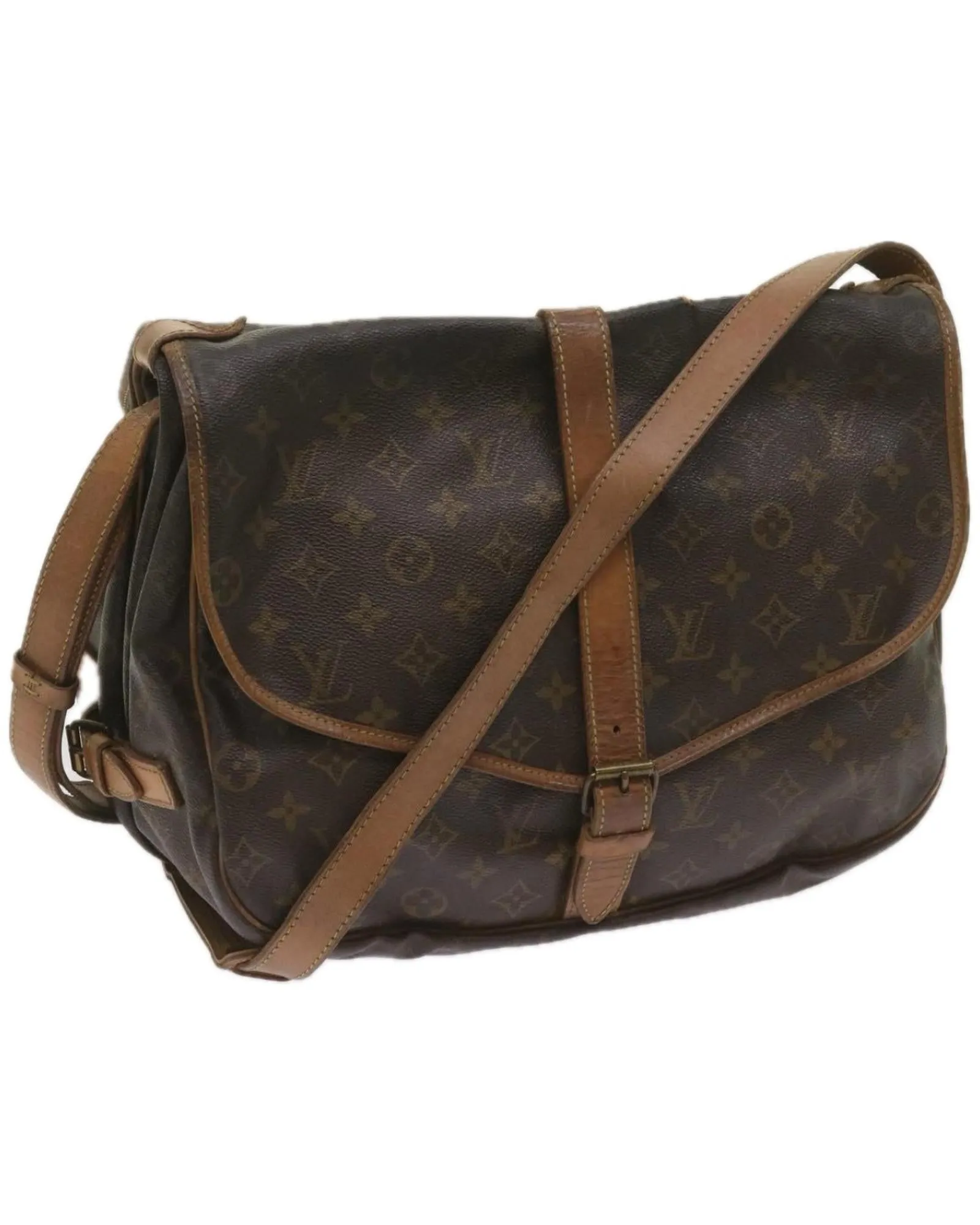 Authentic Monogram Shoulder Bag with Double Compartment