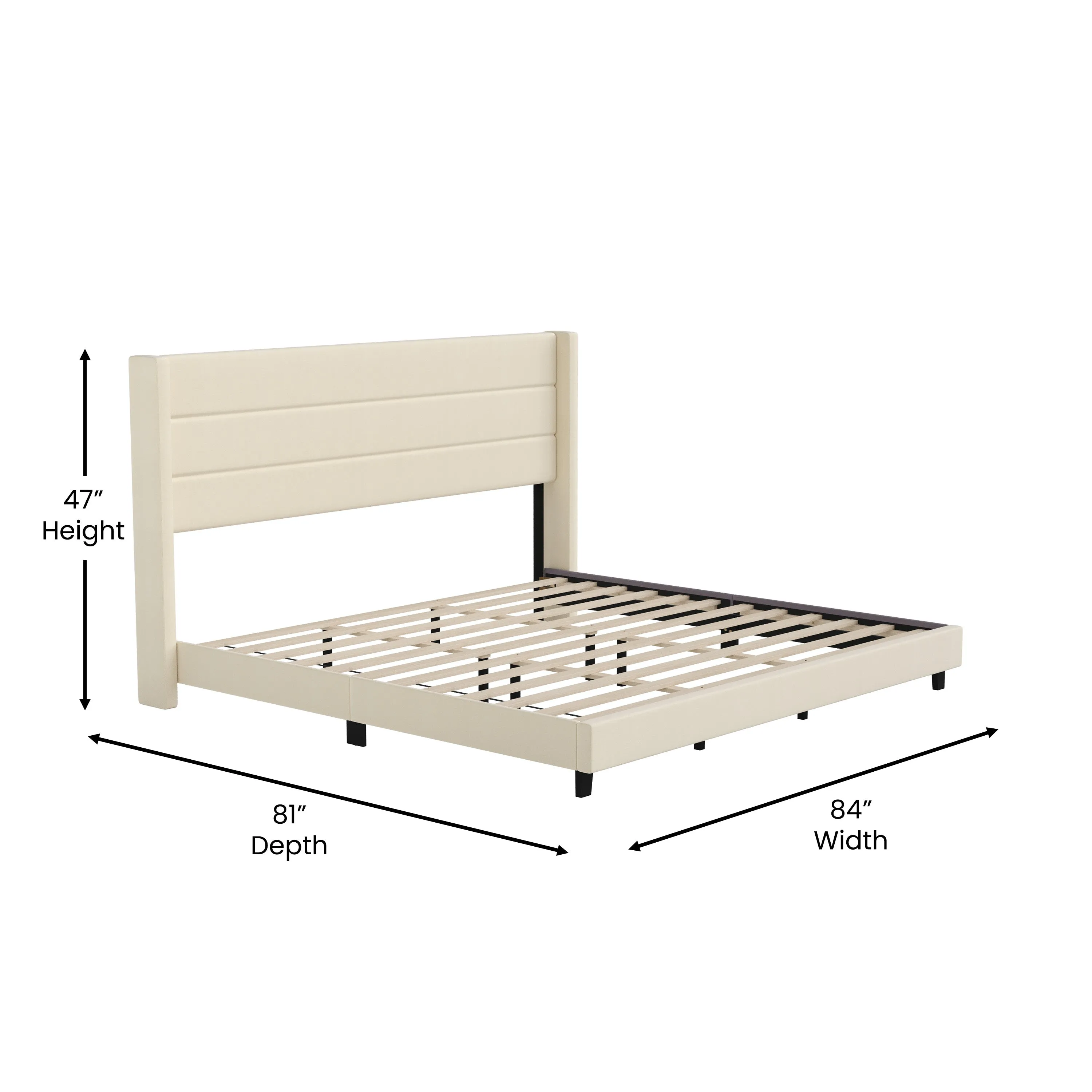 Beige King Platform Bed YK-1078-BEIGE-K-GG