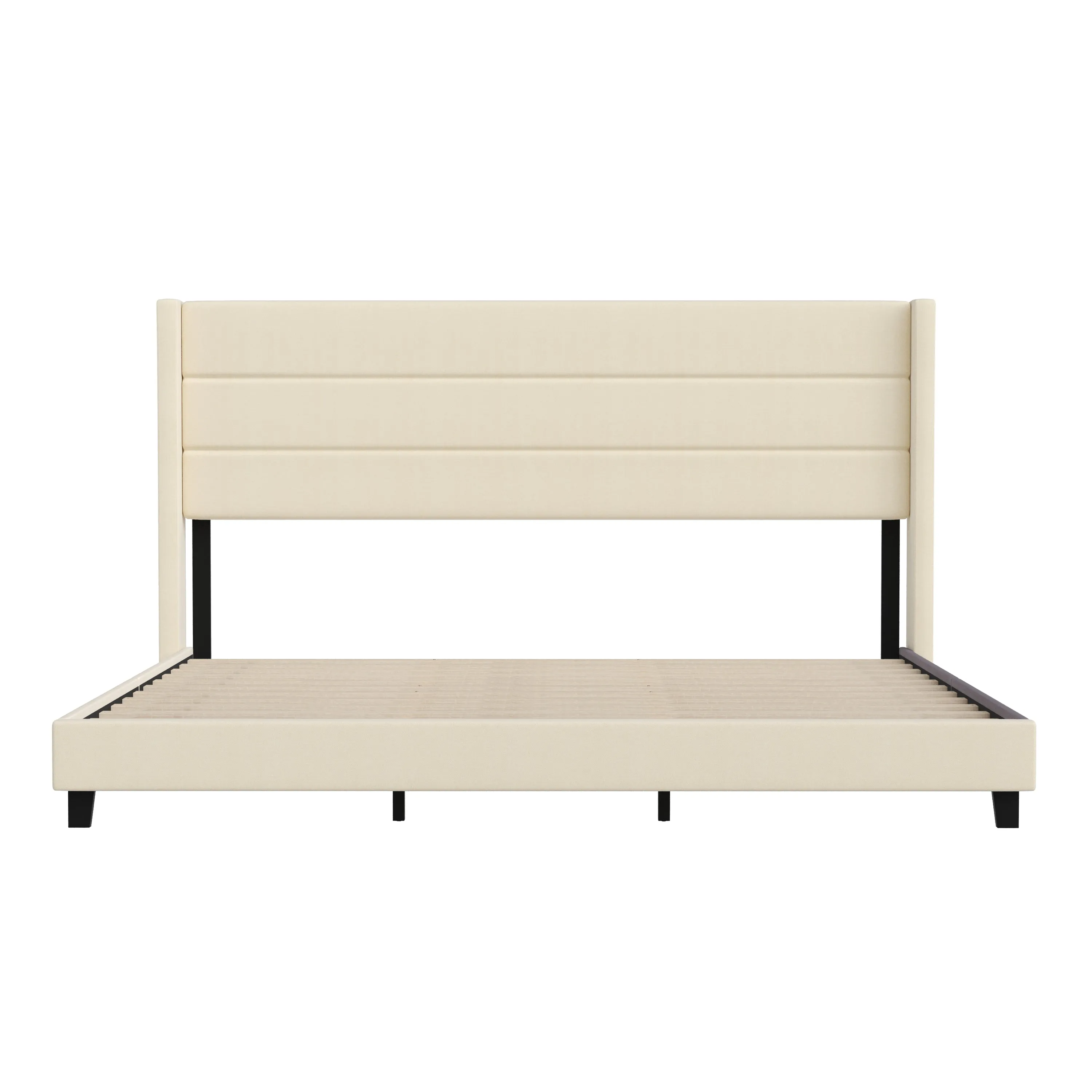 Beige King Platform Bed YK-1078-BEIGE-K-GG