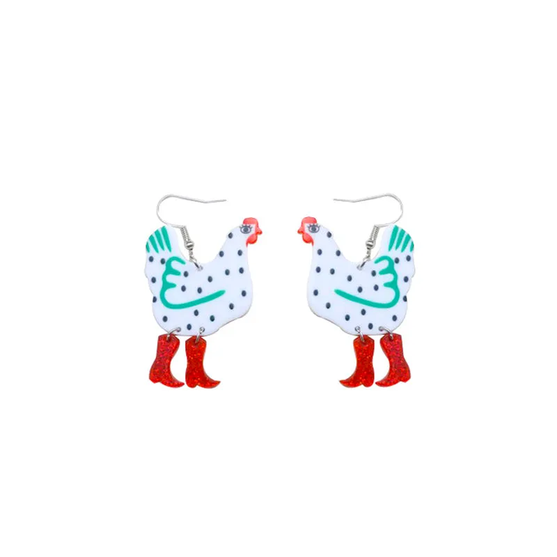 Chicken In Shining Boots Earrings