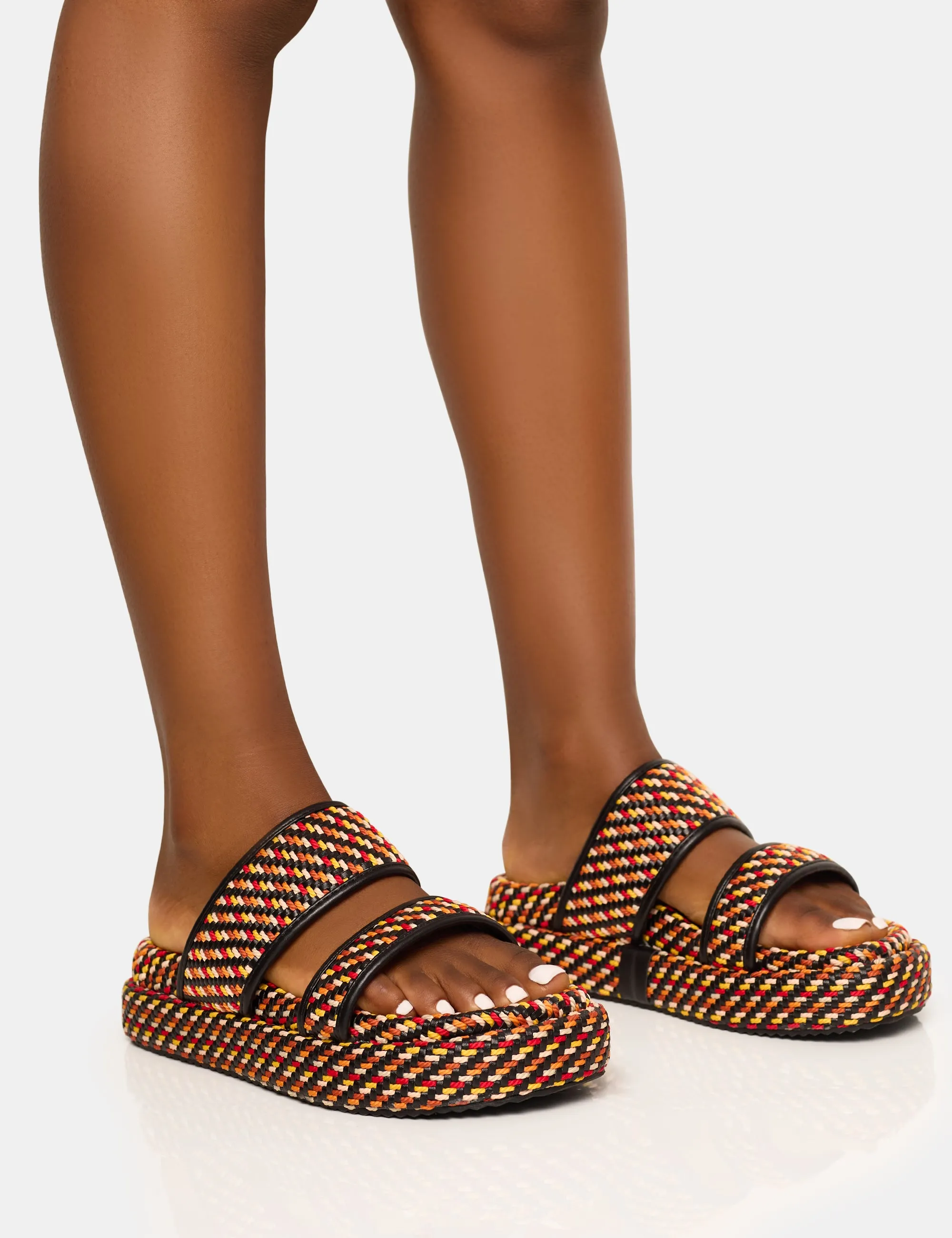 Cierra Multi Double Strap Patterned Platform Sandal