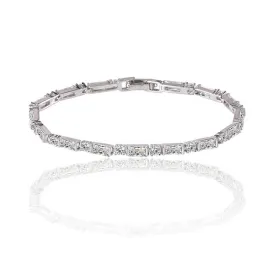 Dainty Cubic Zirconia Tennis Bracelet for Women with Emerald and Round Cut AAA  Cubic Zirconia