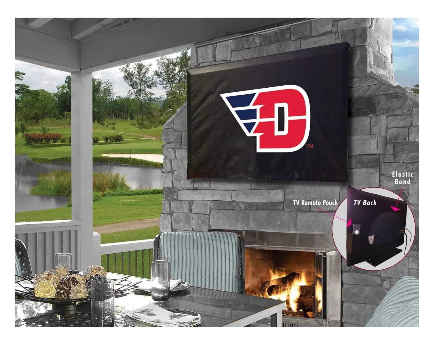 Dayton Flyers HBS Black Breathable Water Resistant Vinyl TV Cover