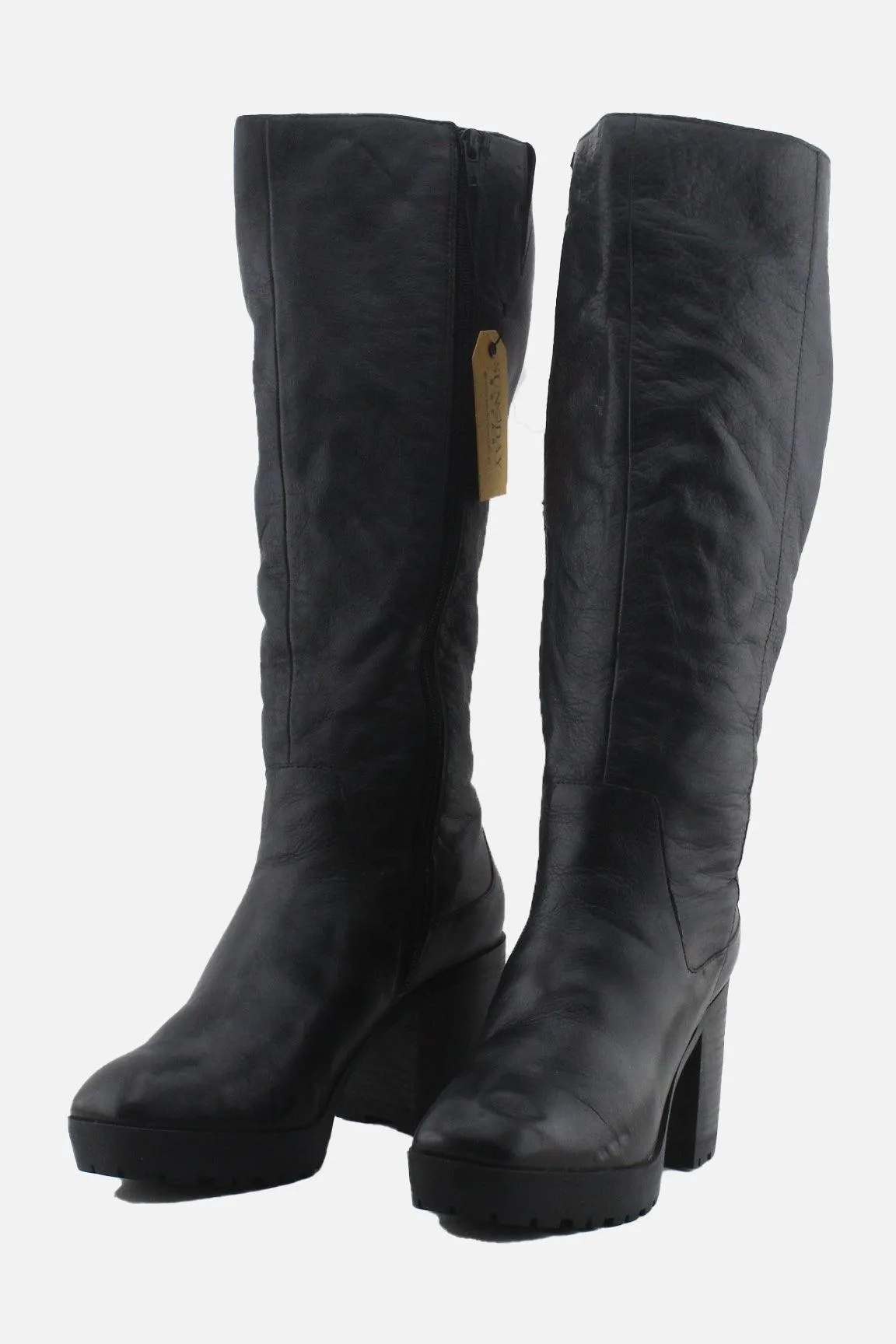 Lucky Brand Zipper Block Knee High Boots | 100% Authentic Leather