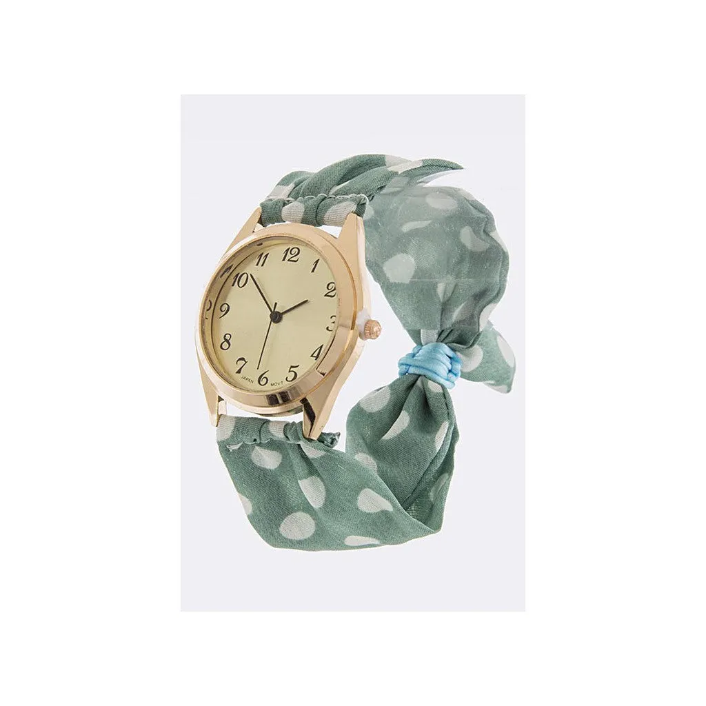 Mint Polka Dot Band Watch