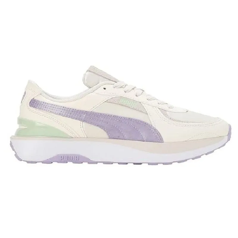 Puma Women's Cruise Rider Nu Satin Lace Up Shoes - Beige / Purple / Green