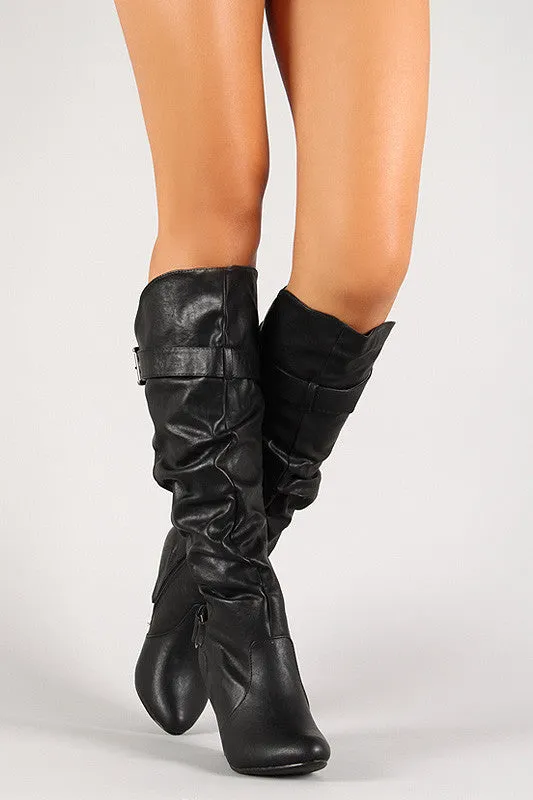 Slouchy Tapered Heel Knee High Boot